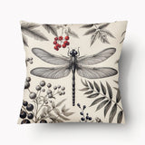 Housse de Coussin BESTIAIRE - Duo Naturaliste Libellule et Nautilus - 45 et 55cm