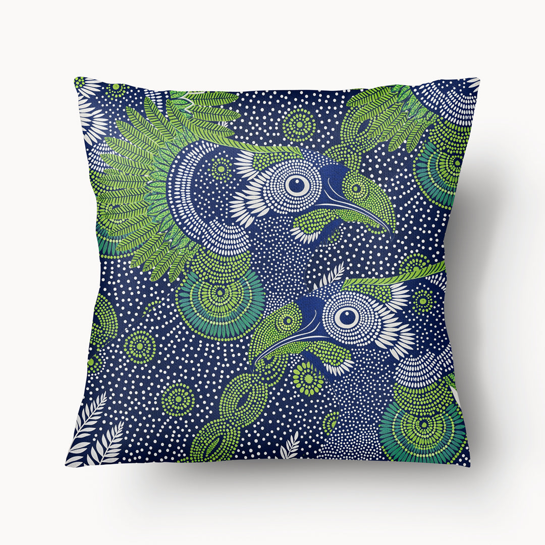 Housse de Coussin CARAIBE - Duo Oiseau Galbas All Over - 45cm
