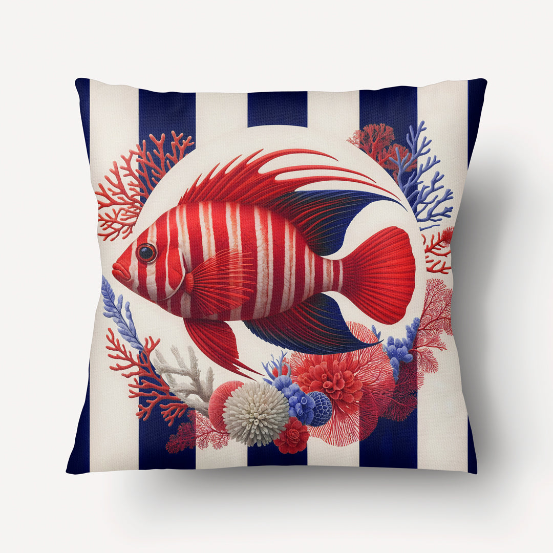 Housse de Coussin CARAÏBE - Duo Poissons Tropicaux Petite Terre - 45cm