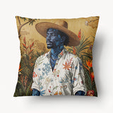 Housse de Coussin CARAÏBE - Duo Portrait d'Alberis et Iguane - 45cm