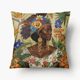 CARIBBEAN Cushion Cover - Duo Portrait of Inaya with Parrot - 45 and 55cm