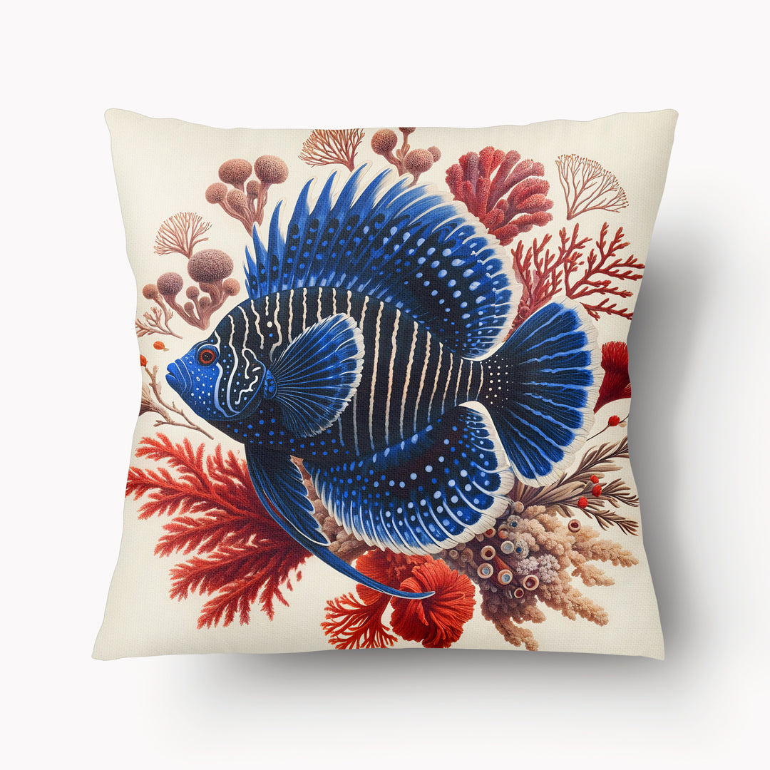 Housse de Coussin CARAÏBE - Poisson Tropical Récif Coralien - 45cm