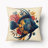 Housse de Coussin CARAÏBE - Poisson Tropical et Étoile de Mer - 45 et 55cm