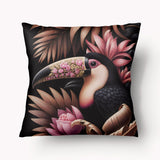 Housse de Coussin CARAÏBE - Solo Toucan Rose et Noir - 45cm