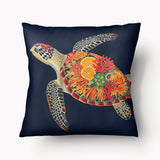 CARIBBEAN Cushion Cover - Turtle and Navy Blue Starfish - 45 and 55cm
