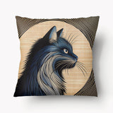CAT Cushion Cover - Duo Les Rustiques Blue and Beige - 45cm
