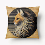 Housse de Coussin CHAT - Duo Les Rustiques Ocre et Noir - 45cm