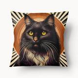 Housse de Coussin CHAT - Duo Ukiyo-E Ocre et Noir - 45cm