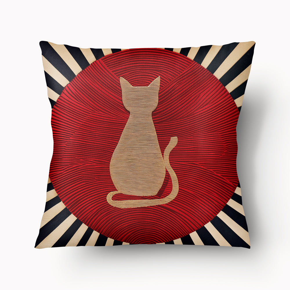 Housse de Coussin CHAT - Duo Ukiyo-e Rouge et Noir - 45cm