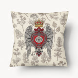 Housse de Coussin EX VOTO - Coeur Rubis Ardent Herbier Écru et Marron - 45 et 55cm