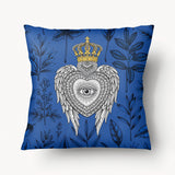 Housse de Coussin EX VOTO - Coeur de Providence Herbier Bleu - 45cm