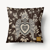 Housse de Coussin EX VOTO - Duo Coeur Sacré Herbier Marron Écru - 45cm