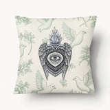 Housse de Coussin EX VOTO - Duo Colombes et Herbier Vert - 45cm