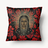 Housse de Coussin EX VOTO - Duo Vierge Noire Dévotion Herbier Rouge - 45 et 55cm