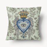 EX VOTO Cushion Cover - Under His Protection Sapphire Heart - 45 and 55cm