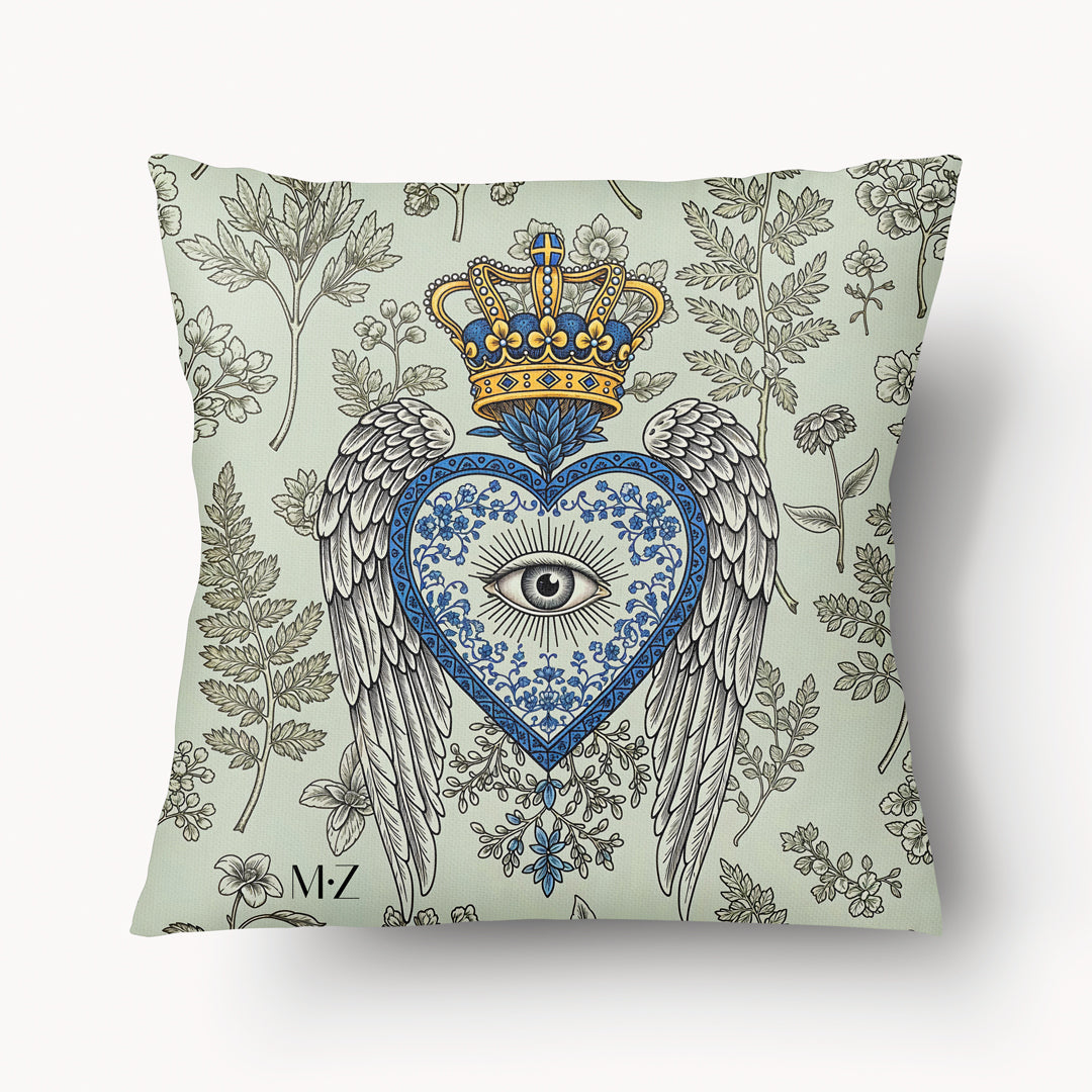 Housse de Coussin EX VOTO - Sous Sa Protection Coeur Saphir mzelle design