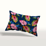 Housse de Coussin FLORAL - Jardin D'Anthuriums Bleu Rectangulaire - 50x30cm
