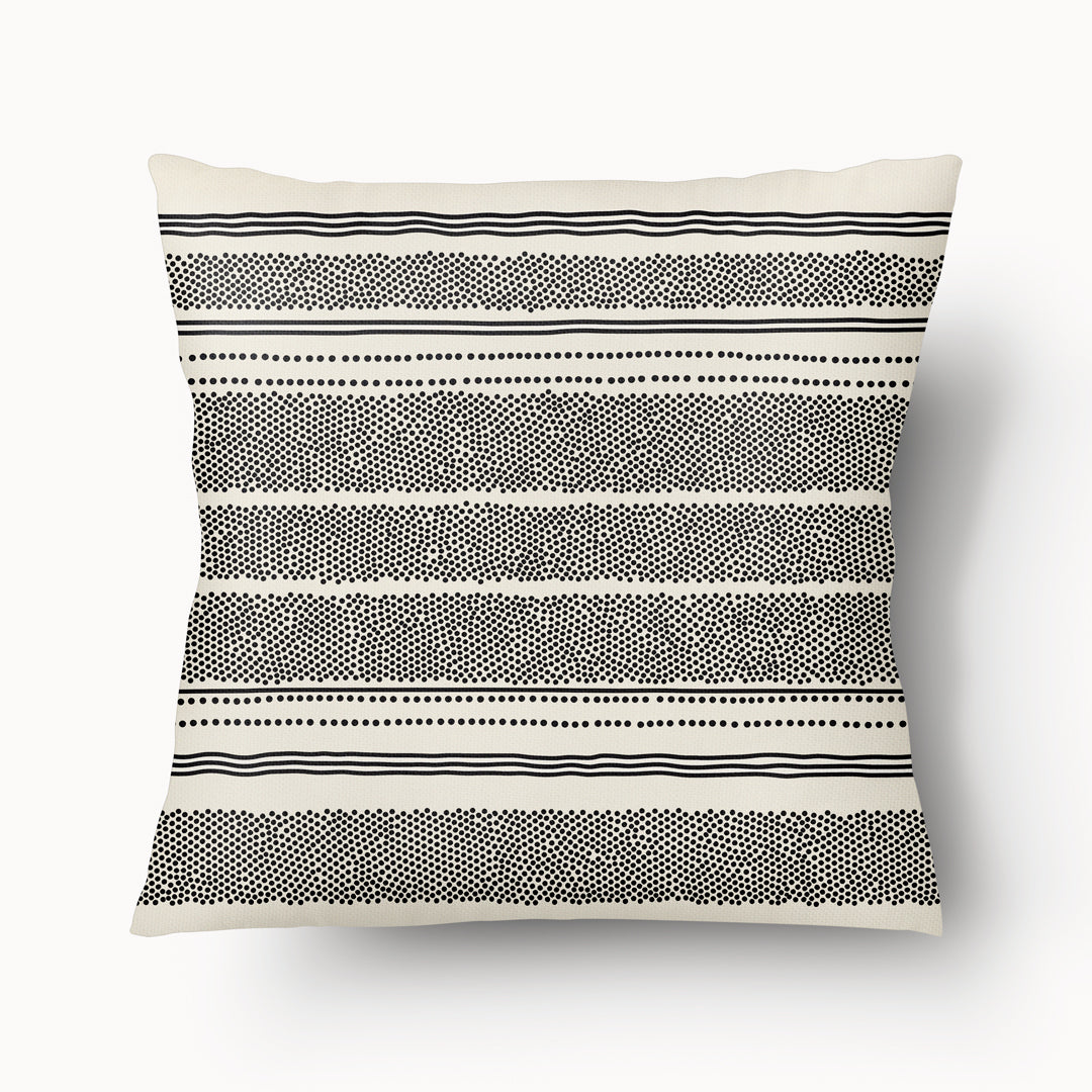 Housse de Coussin GRAPHIQUE - Neo Tribalis Duo Pointillisme Noir Bleuté