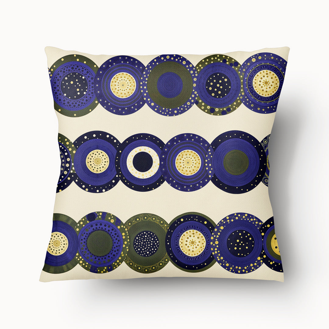 Housse de Coussin GRAPHIQUE - Neo Tribalis Géométrique Bleu - 45cm