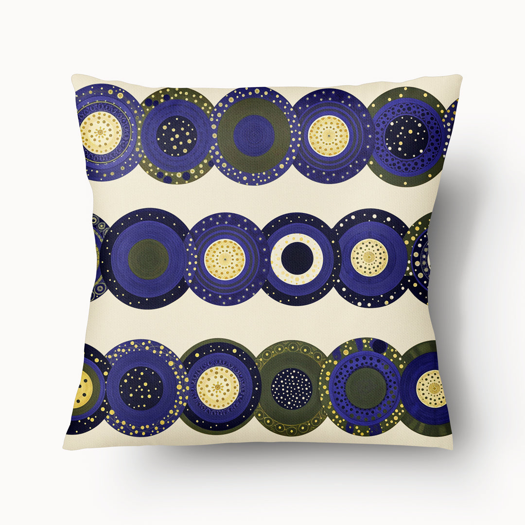 Housse de Coussin GRAPHIQUE - Neo Tribalis Géométrique Bleu - 45cm
