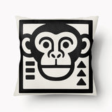 Housse de Coussin GRAPHIQUE - Totem Rupestre Chimpanzé Nobo - 45cm