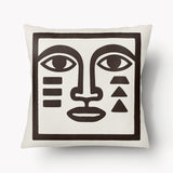 Housse de Coussin GRAPHIQUE - Totem Rupestre Masque Amzù Marron - 45cm