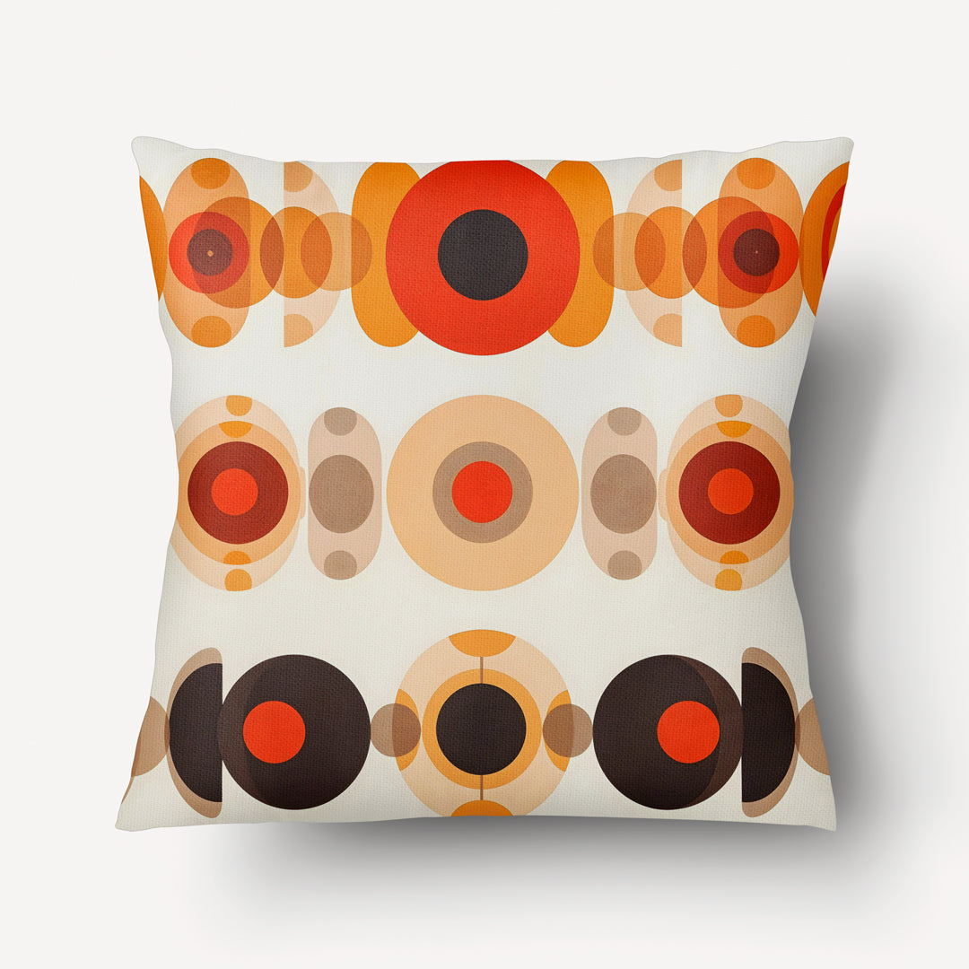 Housse de Coussin GRAPHIQUE - Vintage Géométrique Orange - 45 et 55cm