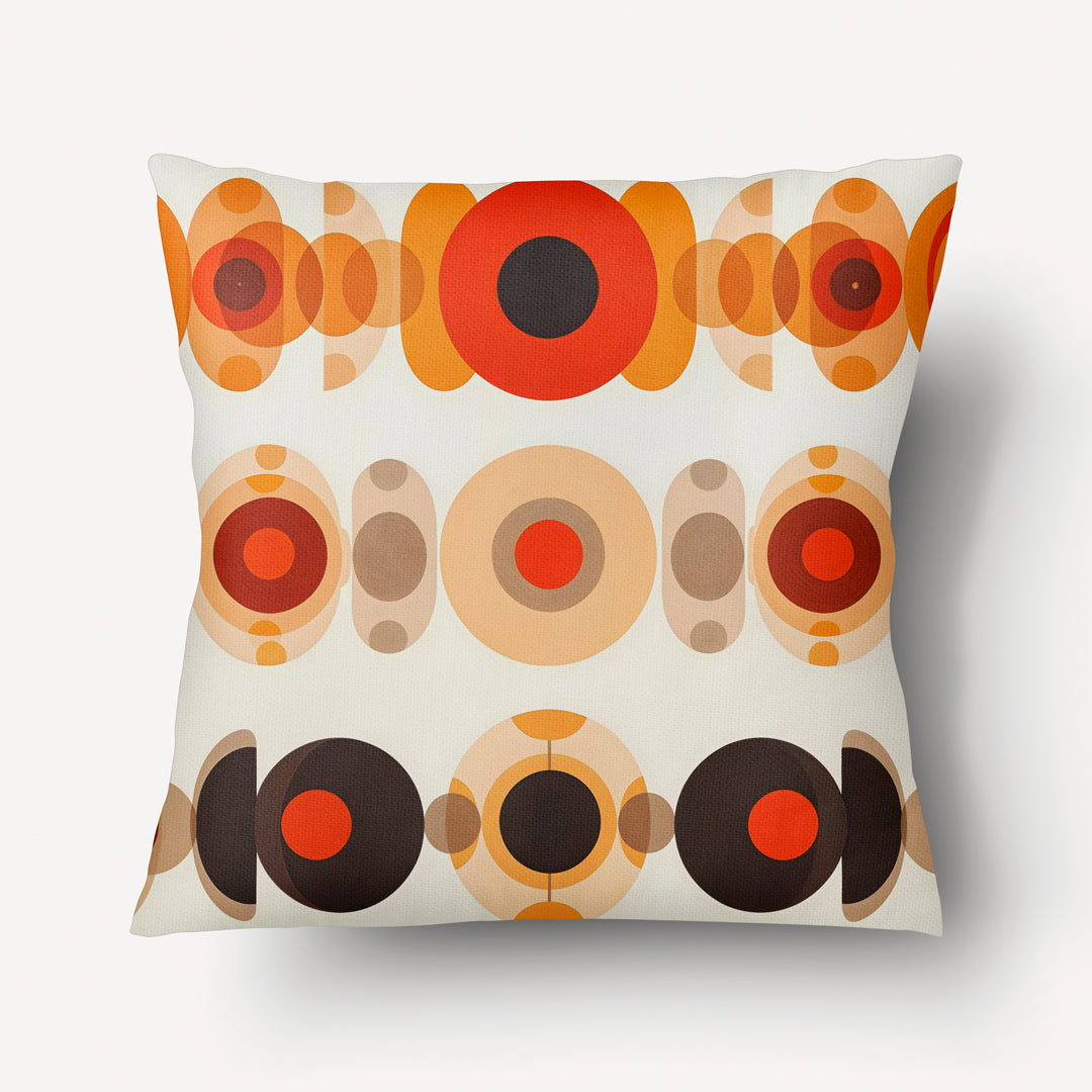 Housse de Coussin GRAPHIQUE - Vintage Géométrique Orange - 45 et 55cm