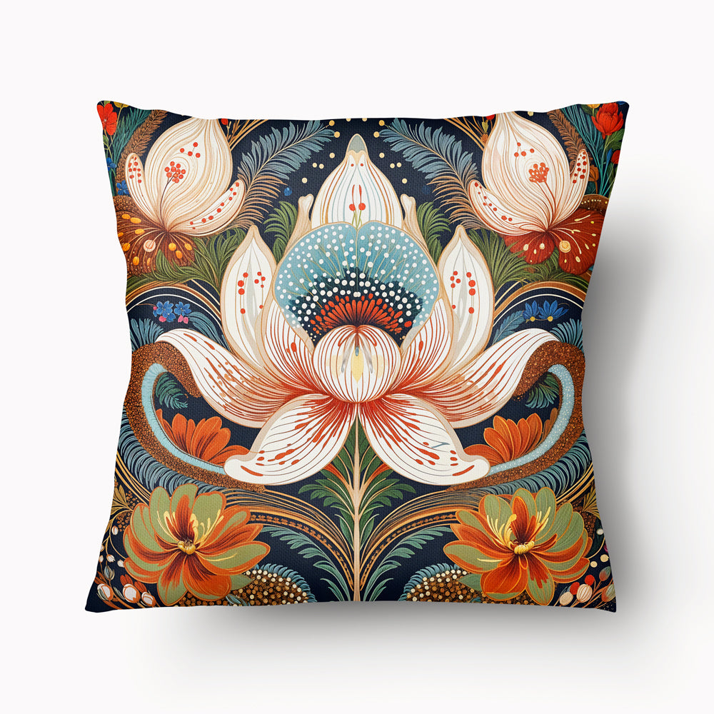 Housse de Coussin INDE - Duo Lotus et Plume