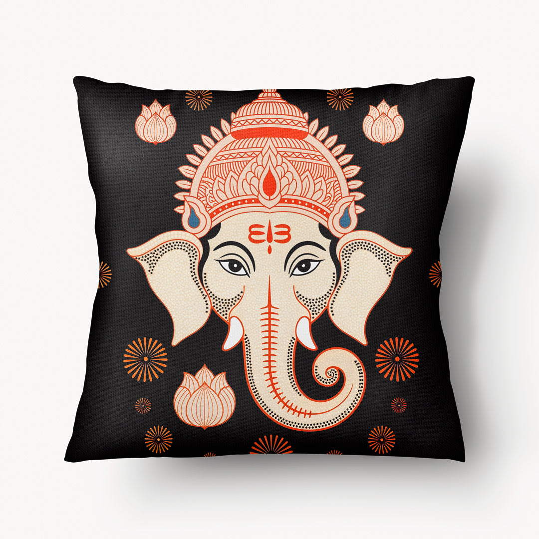 INDIA Cushion Cover - Solo Ganesh Hindu Deity Lotus - 45cm
