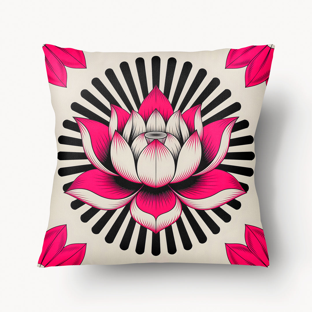 INDIA Cushion Cover - Solo Lotus Optical Art Tyrian Rose - 45cm