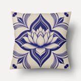 INDIA Cushion Cover - Solo Lotus Royal Indigo Blue - 45cm