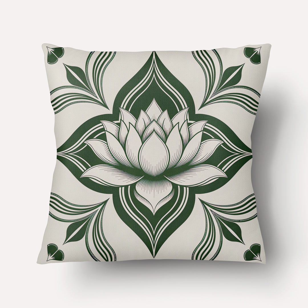Funda de cojín INDIA - Solo Lotus Royal Verde Botella - 45 cm