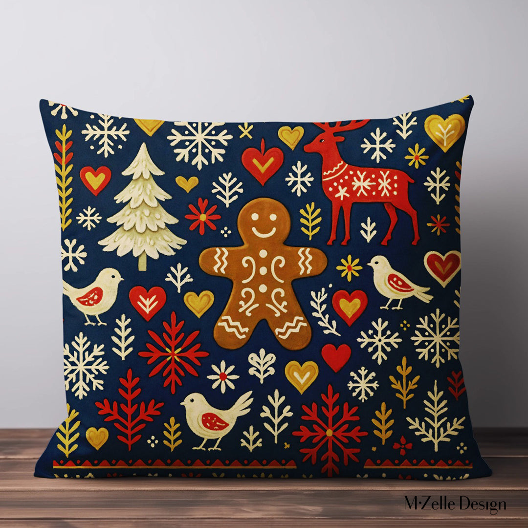 Housse de Coussin décoratif de Noël Mzelle Design, charme nordique et esprit festif , pains d'épices 