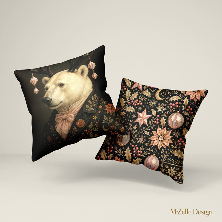 Coussin décoratif de Noël Mzelle Design, Ours en costume baroque, originale, esprit chic et féerique 