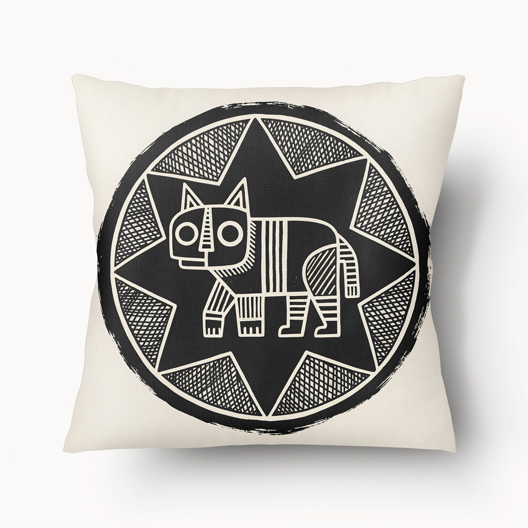 Housse de Coussin TOTEM - Félin Solaire Miztli - 45cm