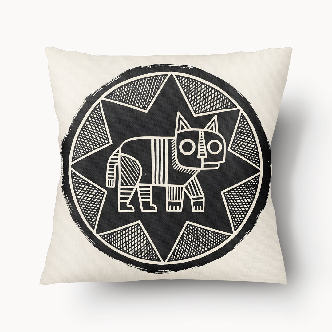 Housse de Coussin TOTEM - Félin Solaire Miztli - 45cm