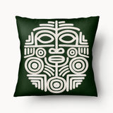 Housse de Coussin TOTEM - Masque Cuauhtli et Oiseau Précolombien - 45cm