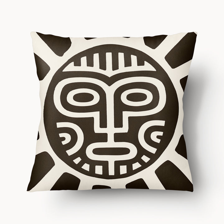 Housse décorative aspect lin Mzelle Design,  Beau Design graphique d'inspiration Tainos et Arawaks sur fond clair