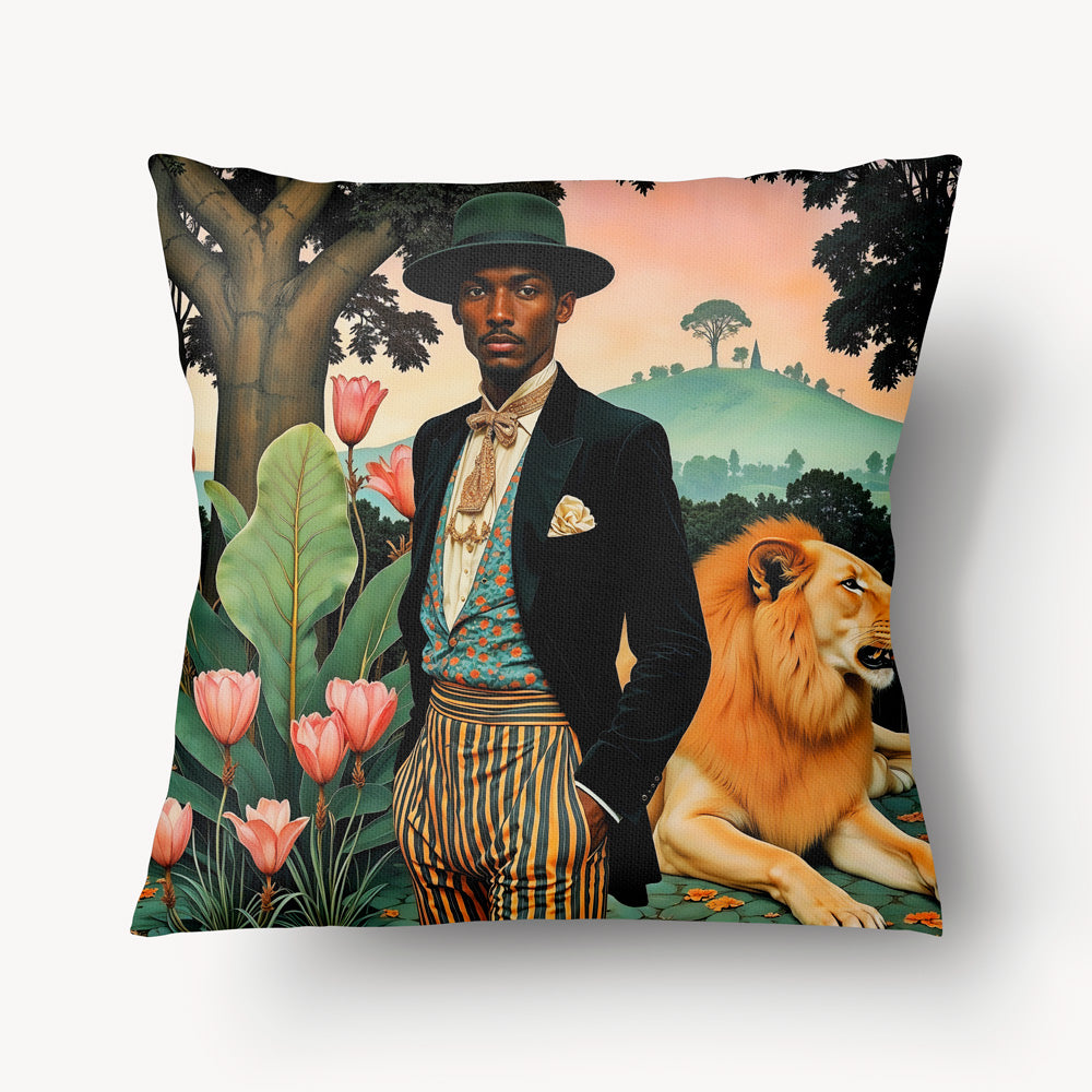 Housse de Coussin AFRIQUE - Duo Sapeur Lion