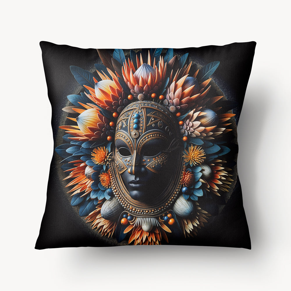 Housse de Coussin AFRIQUE - Duo Masque Protea - Bleu