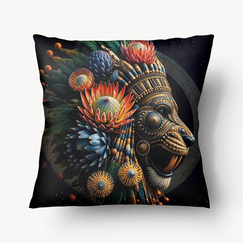 Housse de Coussin AFRIQUE - Duo Lion Protea Royale