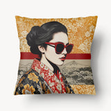 Housse de Coussin ASIE - Duo Portrait Moderne et Chat Zen - 45 et 55cm