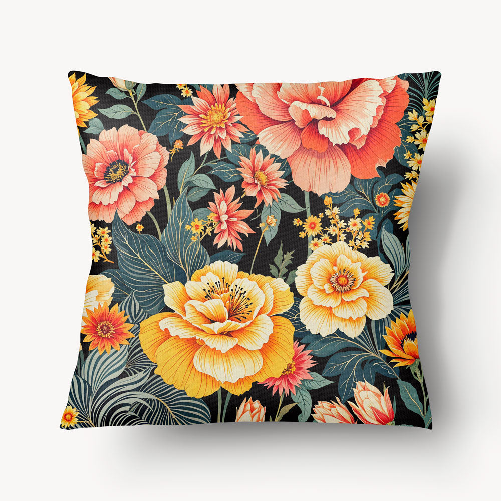 Housse de Coussin ASIE - Duo Fleurs et Rayures