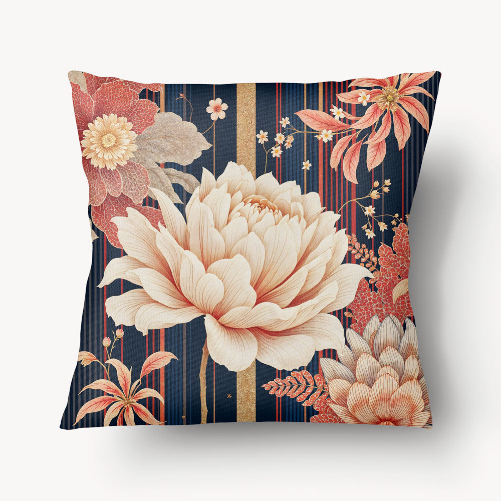 Housse de Coussin ASIE - Duo Rayures Floral