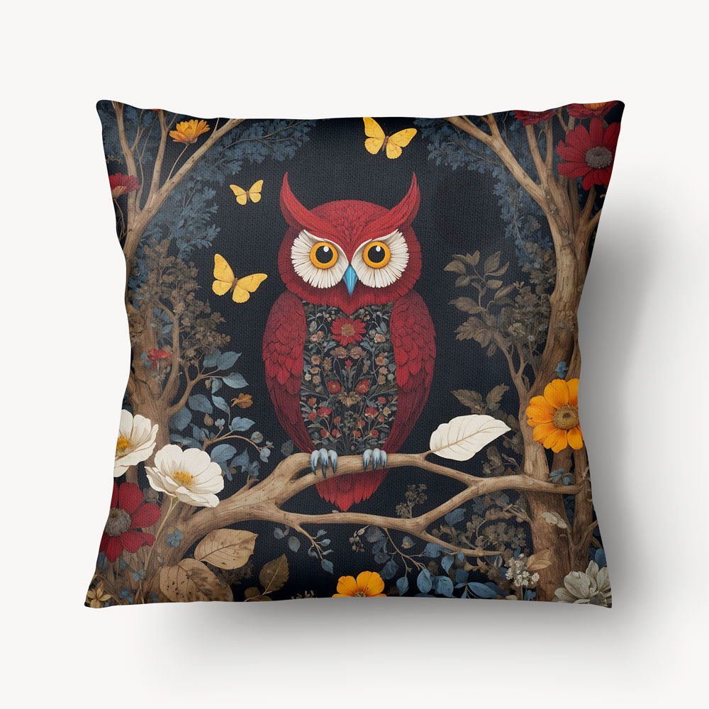 Housse de Coussin FANTASY - Duo Hibou et Champignon