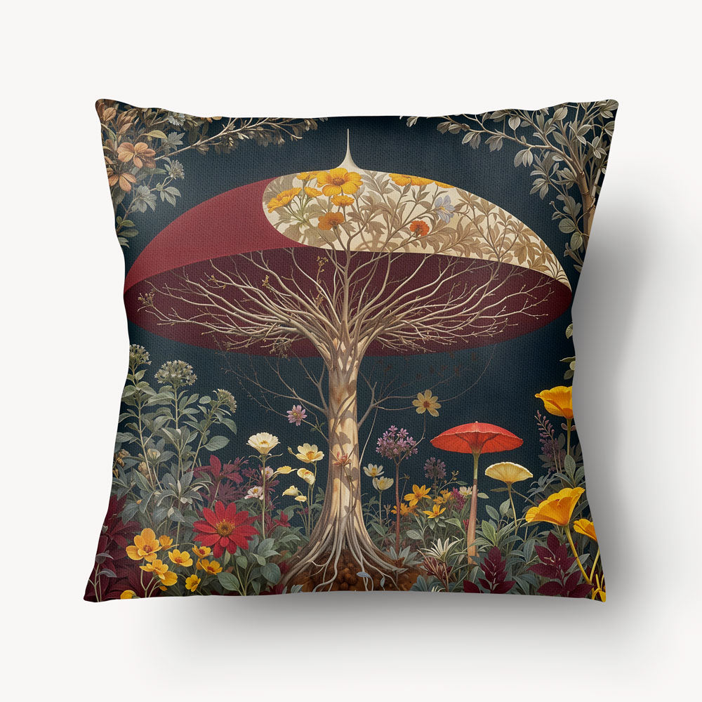 Housse de Coussin FANTASY - Duo Hibou et Champignon