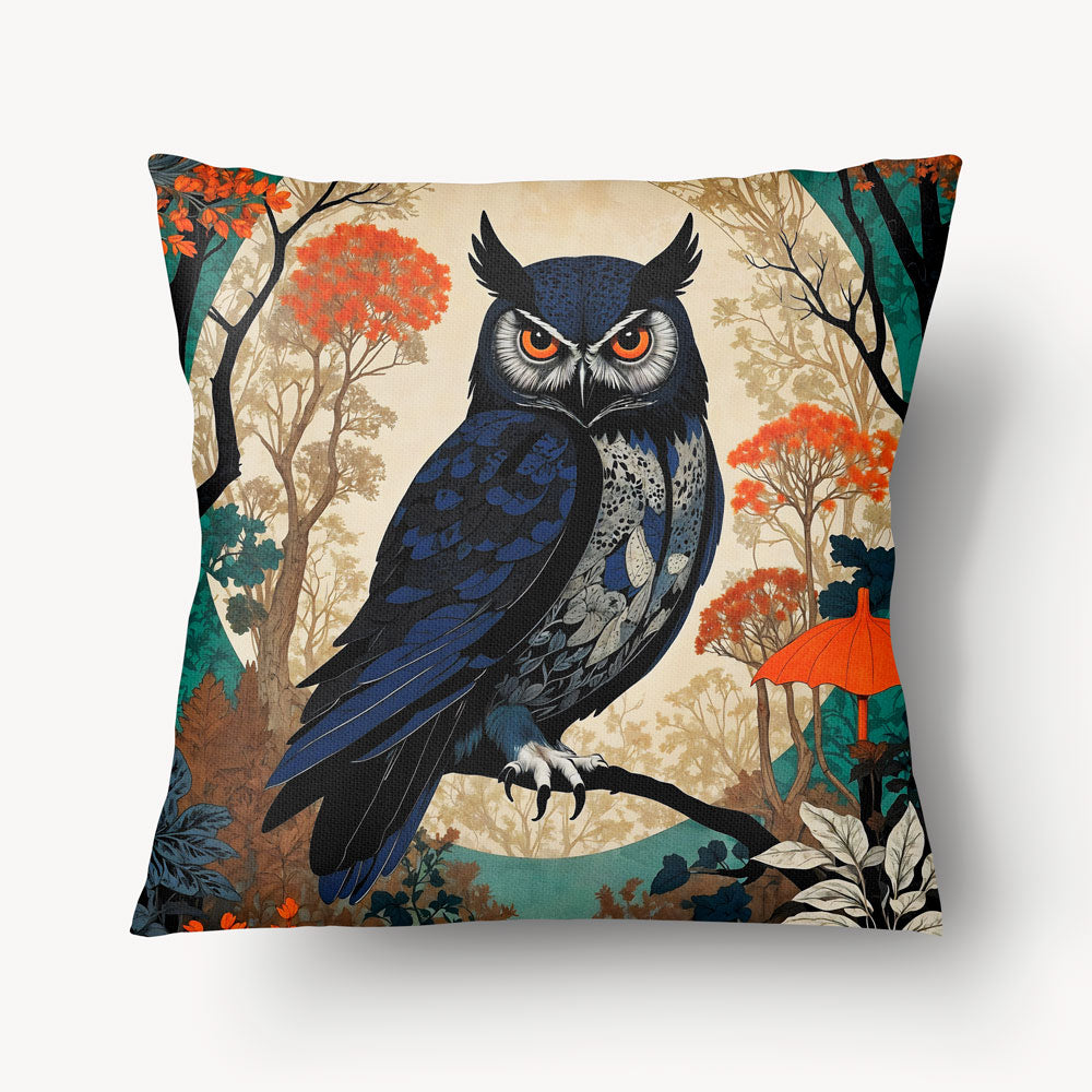 Housse de Coussin FANTASY - Duo Hibou Bleu