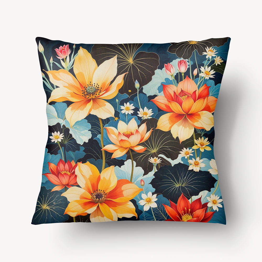 Housse de Coussin FLORAL - Duo Floral Bleu