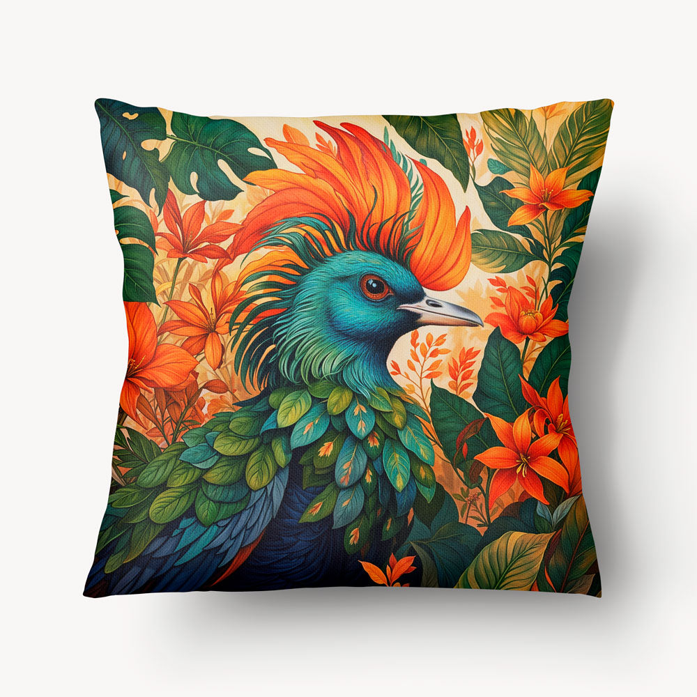 Housse de Coussin OISEAUX - Solo Panache Orange